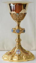 Solid silver gilt antique French Gothic Chalice.